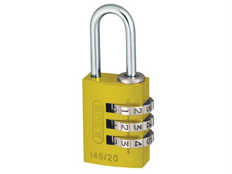 Abus 145/20 20mm Aluminium Combination Padlock Yellow 46572
