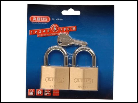 Abus 65/50 50mm Brass Padlock Twin Pack Carded