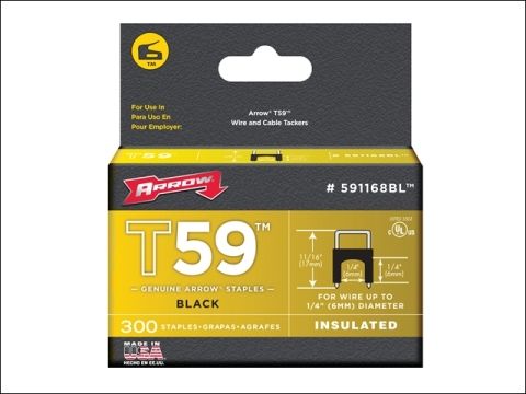 Arrow Insulated Staples (300) 6x6mm - Black