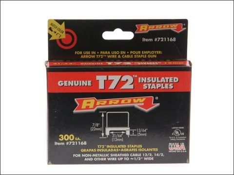 Arrow T72HW Insulated Staples Box 300 5mm x 12mm