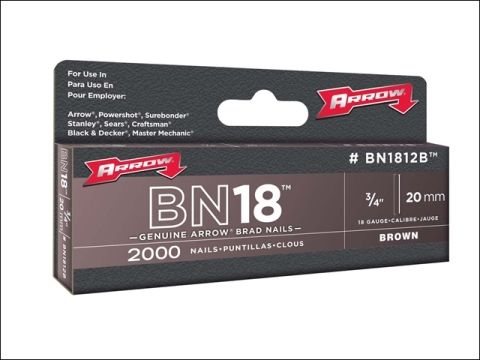 Arrow BN1812B Head Brad/ Nails Pack 2000 20mm Brown