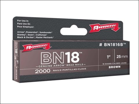 Arrow BN1816B Head Brad/ Nails Pack 2000 25mm Brown
