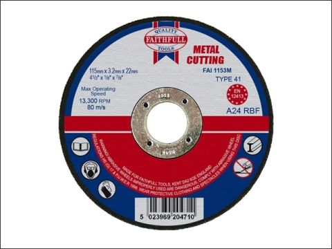 Faithfull Cut Off Disc for Metal 115 x 3.2 x 22mm