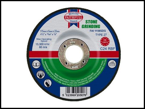 Faithfull Grinding Disc for Stone Depressed Centre 115 x 6.5mm x 22mm