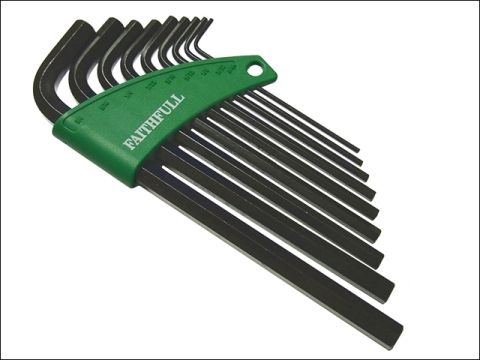 Faithfull Hexagon Key Set 9 Piece Long Arm Imperial (5/64 - 3/8in)