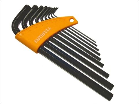 Faithfull Long Arm Hexagon Key Set 9 Piece Metric (1.5-10mm)