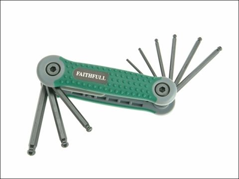Faithfull Folding Hex Key Set 9 Ball End Imperial (5/64 - 1/4in)