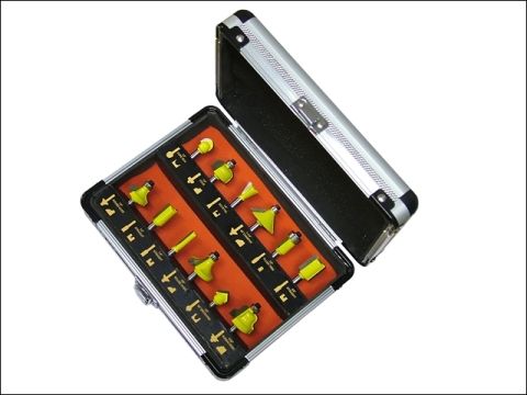 Faithfull Router Bit Set of 12 TCT 1/4in Shank