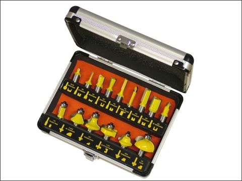 Faithfull Router Bit Set of 15 TCT 1/2in Shank