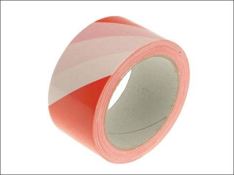 Faithfull Hazard Warning Safety Tape 33m Red & White