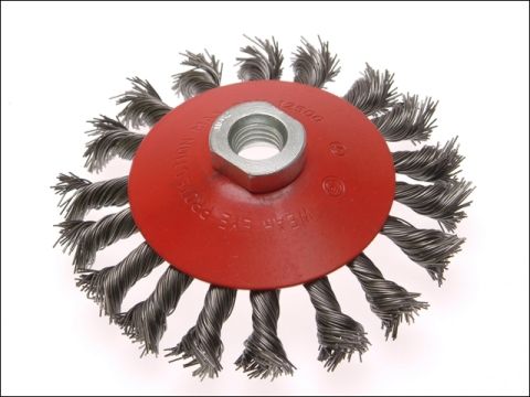 Faithfull Conical Wire Brush 100 x M14 x 2 0.50mm Wire
