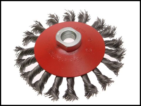 Faithfull Conical Wire Brush 115 x M14 x 2 0.50mm Wire