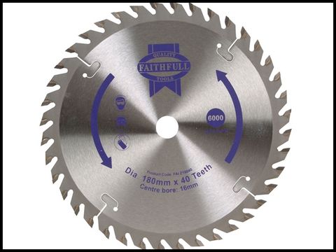Faithfull Circular Saw Blade TCT 180 x 16 x 40t POS