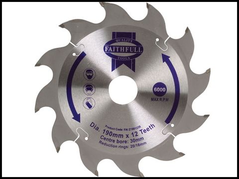 Faithfull Circular Saw Blade TCT 190 x 30 (16 & 20) x 12t POS