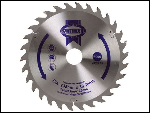 Faithfull Circular Saw Blade TCT 235 x 35 (16,20,30) x 30t