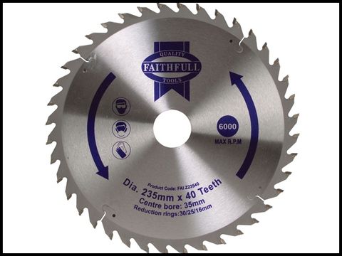 Faithfull Circular Saw Blade TCT 235 x 35 (16,20,30) x 40t