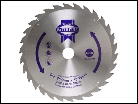 Faithfull Circular Saw Blade TCT 250 x 30 (16 & 25) x 24t