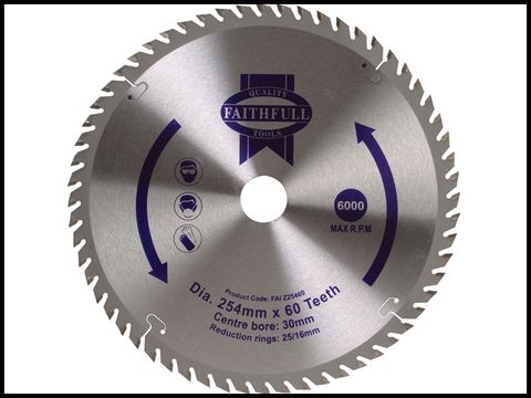 Faithfull Circular Saw Blade TCT 254 x 30 (16 & 25) x 60t POS