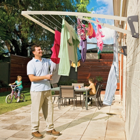 Hills Single Wall Mounted Folding Frame Washing Line - Surf Mist