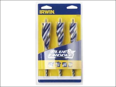 Irwin 6X Blue Groove Wood Drill Bit Set of 3