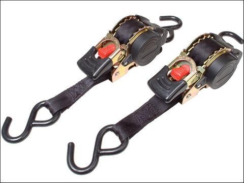 MasterLock Retractable Ratchet Tie Down + S Hook 3m (Pack of 2)