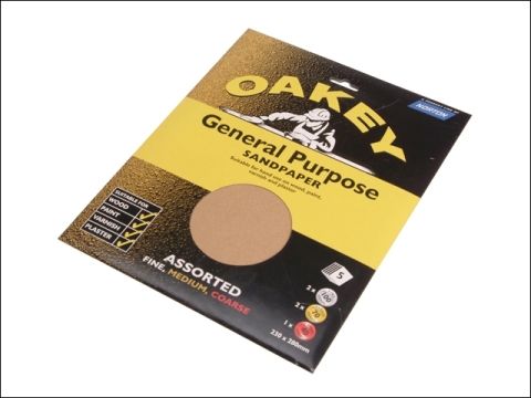 Oakey Glasspaper Sanding Sheets Coarse Pack 5