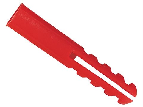 Rawlplug Red Plastic Plugs Screw Sizes 6-12, 10 x Box of 100
