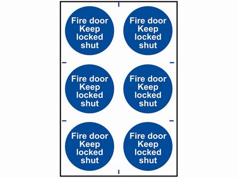 Scan Fire Door Keep Locked Shut - PVC 200 x 300mm