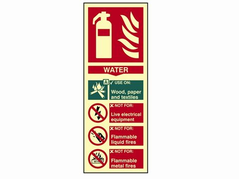Scan Fire Extinguisher Composite - Water - Photoluminescent 75 x 200mm