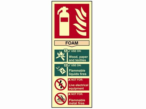 Scan Fire Extinguisher Composite - Foam - Photoluminescent 75 x 200mm