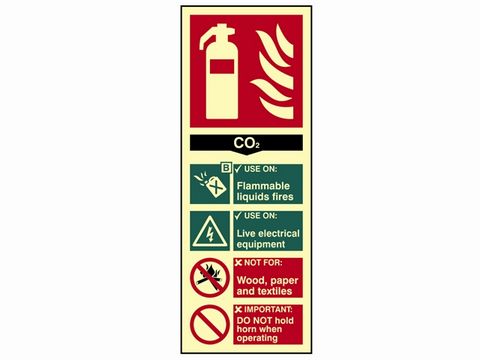 Scan Fire Extinguisher Composite - CO2 - Photoluminescent 75 x 200mm