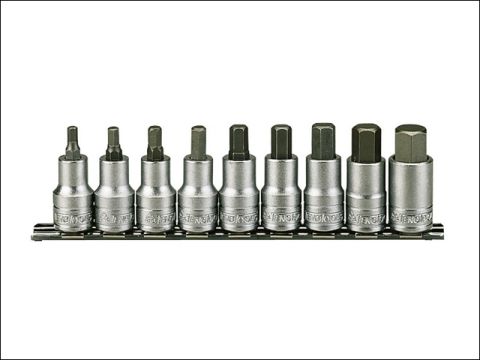Teng M1212 Socket Clip Rail Metric Hex 9 Piece 1/2in Drive