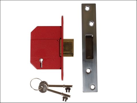 UNION Strongbolt 2100S BS 5 Lever Mortice Deadlock 68mm Satin Chrome Box