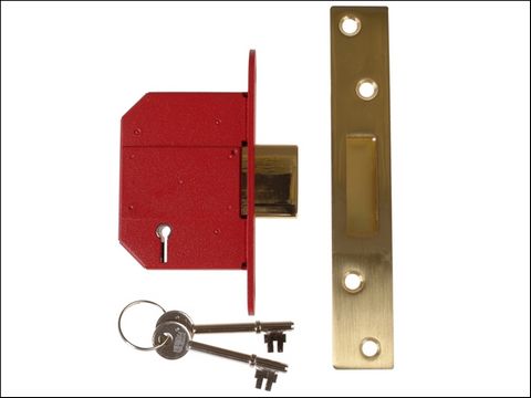 UNION Strongbolt 2100S BS 5 Lever Mortice Deadlock 68mm Satin Brass Box
