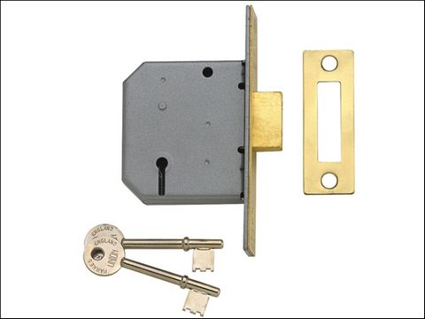 UNION 2177 3 Lever Mortice Deadlock Satin Chrome 65mm 2.5in Visi