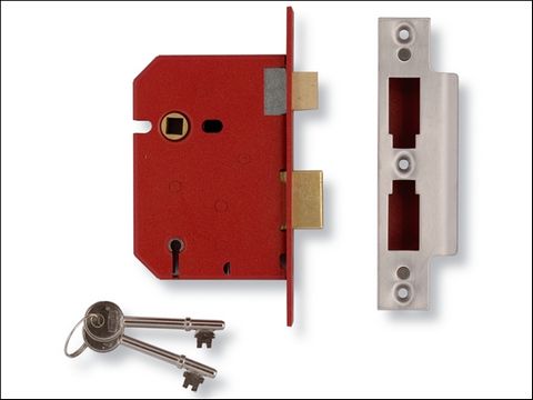 UNION 2201 5 Lever Mortice Sash Lock Satin Chrome 65mm 2.5in Box