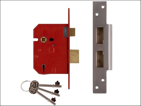 UNION 2234E 5 Lever BS Mortice Sash Lock Satin Chrome Finish 79.5mm 3in Box