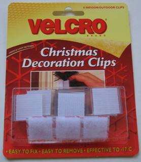 Velcro Christmas Decoration Clips / Hooks (6 pack)