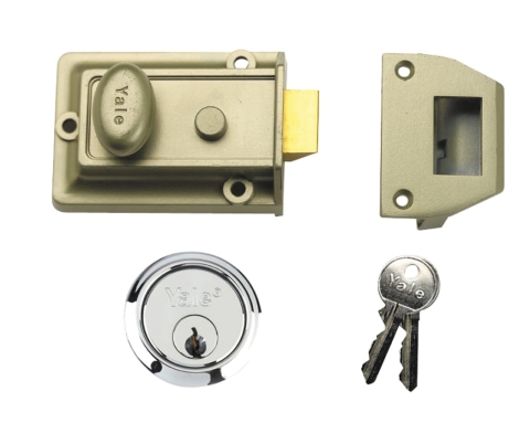 Yale Locks 77 Traditional Nightlatch Nickel Brass SC Cylinder 60mm Backset Box