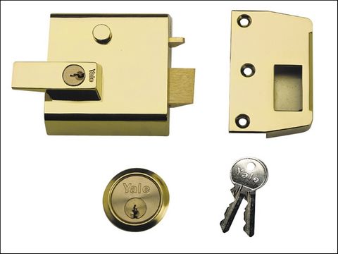Yale Locks P1 Double Security Nightlatch DMG PB Cylinder 60mm Backset Visi