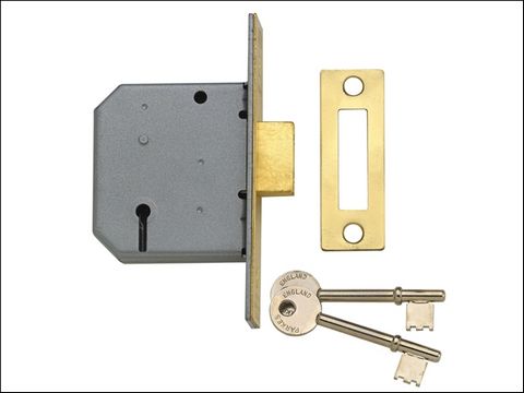 Yale Locks PM322 3 Lever Mortice Dead Lock 67mm 2.5in Polished Brass