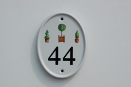 White Ceramic Oval House Number Sign