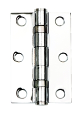 76mm x 51mm x 2mm Ball Bearing Butt Hinges Polished Chrome Plated (Pair)