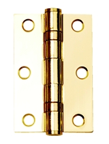 76mm x 51mm x 2mm Ball Bearing Butt Hinges Polished Electro Brass (Pair)